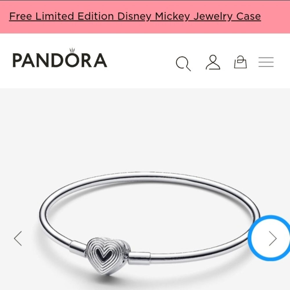 Pandora Silver Heart Charm Bangle